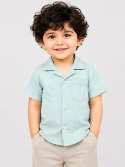Bloom Up - Mint Green Checkered Half Sleeve Shirt for Boys