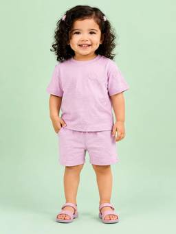 Bloom Up - Purple Soft Cotton Pineapple Print Co-ord Set for Girls
