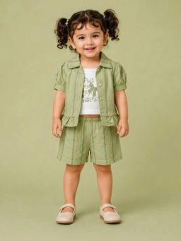 Bloom Up - Infant Girls Pistachio Green Nectar Shirt with Shorts and Inner