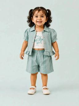 Bloom Up - Powder Blue Girls T-Shirt for Infant Girls and Toddlers