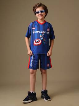Kidsville - Captain America Graphic Boys Casual Poly Oversized Summer Shorts