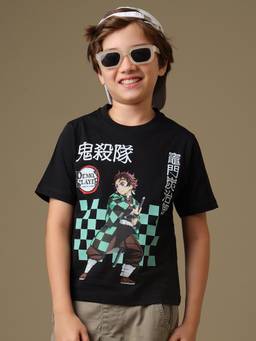 Kidsville - Demon Slayer Tanjiro Kamado Graphic Boys Regular Fit T-Shirt