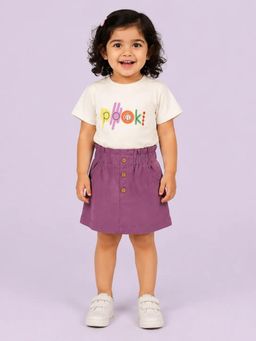 Bloom Up - Pook Soft Cotton Printed T-Shirt and Skirt for Girls