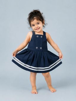 Bloom Up - Air Force Navy Blue Solid Dress