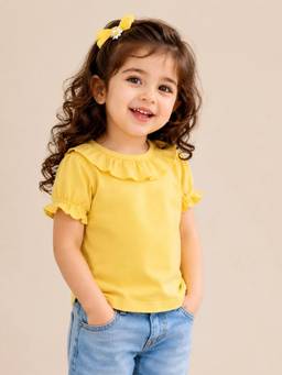 Bloom Up - Yellow Kids Solid Top