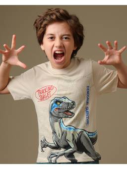 Kidsville - Jurassic World Dinosaur Survival Velociraptor Puff Print T-Shirt