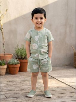 Nottie Planet - Boys Green Printed Co-ord Set