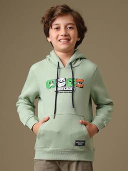 Kidsville - Minecraft Graphic Printed Boys Fleece Regular Pullover Hoodie