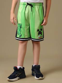 Kidsville - Minecraft Creeper Graphic Boys Basketball Shorts