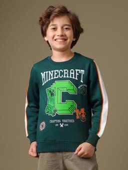 Kidsville - Minecraft Boys Collegiate Graphic Printed Pullover Winter Sweatshirt