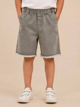 Bloom Up - Grey Washed Denim Shorts for Boys