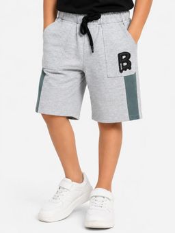 Bloom Up - Light Grey Utility Shorts for Boys