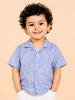 Bloom Up - Sky Blue Abstract Print Half Sleeve Shirt for Boys