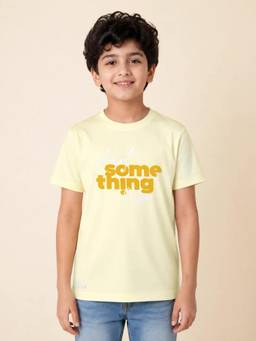 Bloom Up - Cream Yellow Graphic Printed T-Shirt for Boys