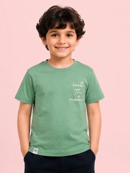 Bloom Up - Sage Green Into the Nature Graphic T-Shirt for Boys