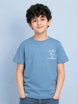 Bloom Up - Sky Blue Into the Nature Printed T-Shirt for Boys