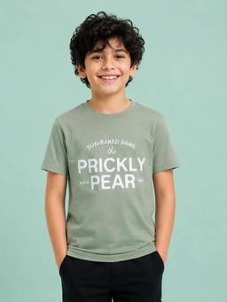 Bloom Up - Sage Green Prickly Pear Graphic T-Shirt for Boys