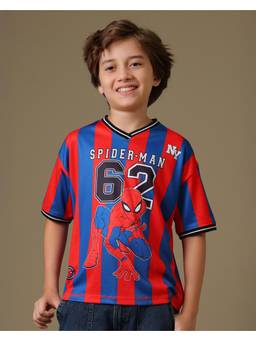 Kidsville - Marvel Spider-Man Graphic Boys V-Neck Jersey T-Shirt
