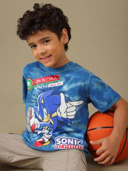 Kidsville - Sonic the Hedgehog Foil Graphic Printed Tie Dye Boys T-Shirt