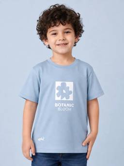 Bloom Up - Sky Blue Botanic Bloom Graphic T-Shirt for Boys