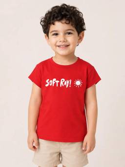 Bloom Up - Red Soft Ray Graphic Cotton T-Shirt for Boys