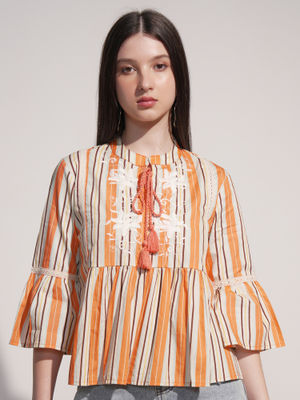 Buy TOKYO TALKIES Women Multi-Color Multi Striped Embroidered