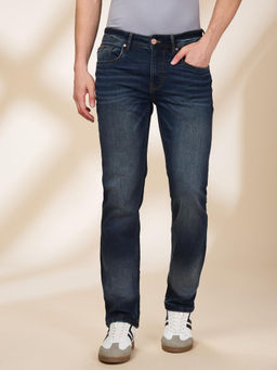 Being Human - Men Navy Blue Casual Blended Slim Jeans