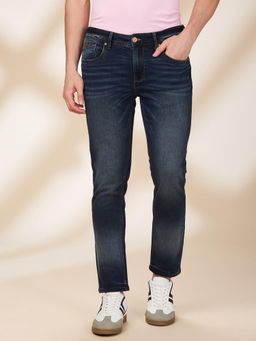 Being Human - Men Navy Blue Casual Blended Slim Jeans