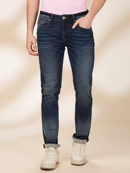Being Human - Men Navy Blue Casual Blended Slim Jeans
