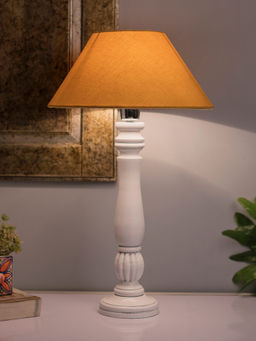 Homesake - Victorian White Wood Table Lamp Golden Shade