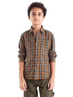 RARE ONES - Kids Lane Mustard Cotton Checked Button Closure Regular Fit Shirt