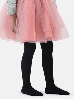 BRACHY - Black Full Footed Girls Winter Fur Velvet Tights Stockings