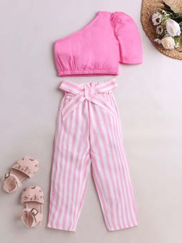 Hopscotch - Pink Stripes Cotton Top and Pant