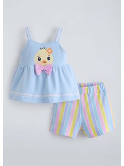 Hopscotch - Blue Stripes Cotton Top and Shorts