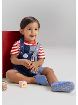 Hopscotch - Red Stripes Cotton T-shirt and Dungaree