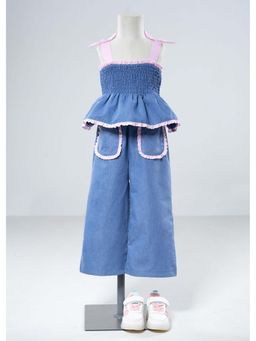 Hopscotch - Blue Solid Cotton Top and Jeans