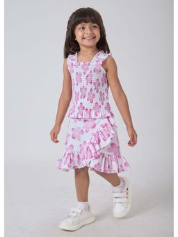 Hopscotch - White Floral Cotton Top and Skirt