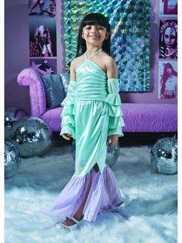 Hopscotch - Aqua Solid Polyester Blend Top and Skirt
