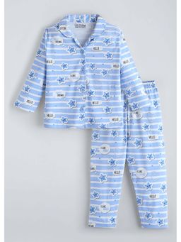 Hopscotch - Blue Stripes Cotton Shirt and Pyjama
