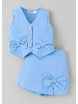 Hopscotch - Blue Solid Blended Top and Skorts