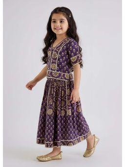 Hopscotch - Purple Floral Cotton Top and Skirt