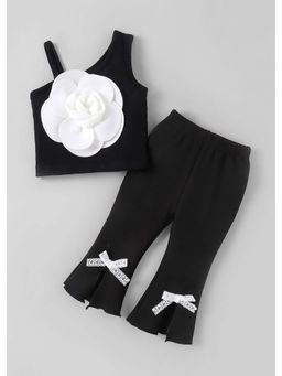 Hopscotch - Black Solid Polyester Top and Pant
