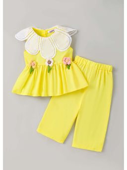 Hopscotch - Yellow Solid Polyester Top and Pant