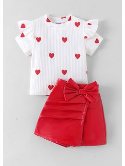 Hopscotch - White Printed Blended Top and Shorts