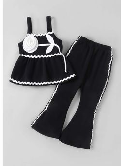 Hopscotch - Black Solid Polyester Top and Pant