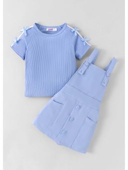 Hopscotch - Blue Solid Blended T-shirt and Dungaree