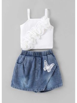 Hopscotch - White Solid Blended Top and Skorts