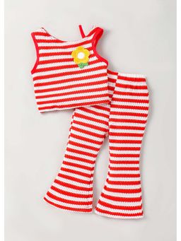 Hopscotch - Red Stripes Blended Top and Pant