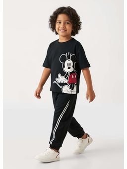 Hopscotch - Black Printed Cotton T-shirt and Joggers