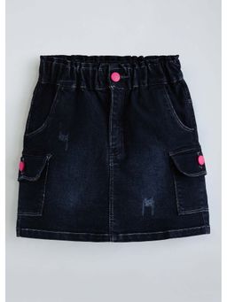 Hopscotch - Black Solid Cotton Blend Skirt